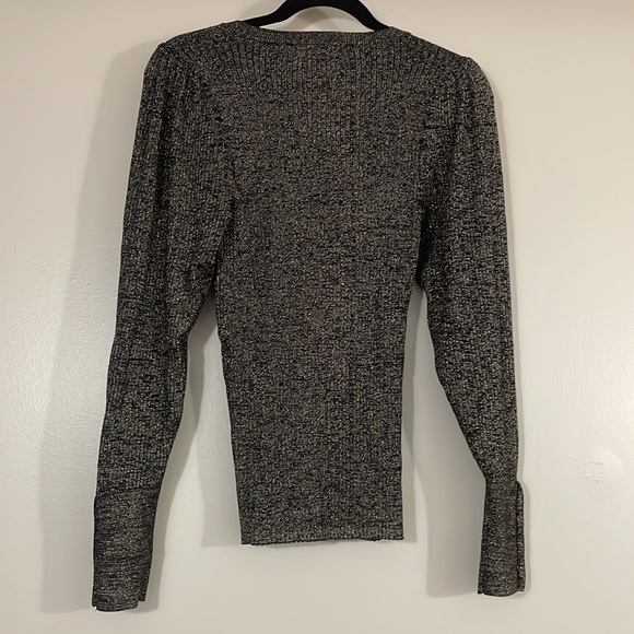 LOFT gold space dyed sweater with pearl details, sz L - Picture 5 of 6